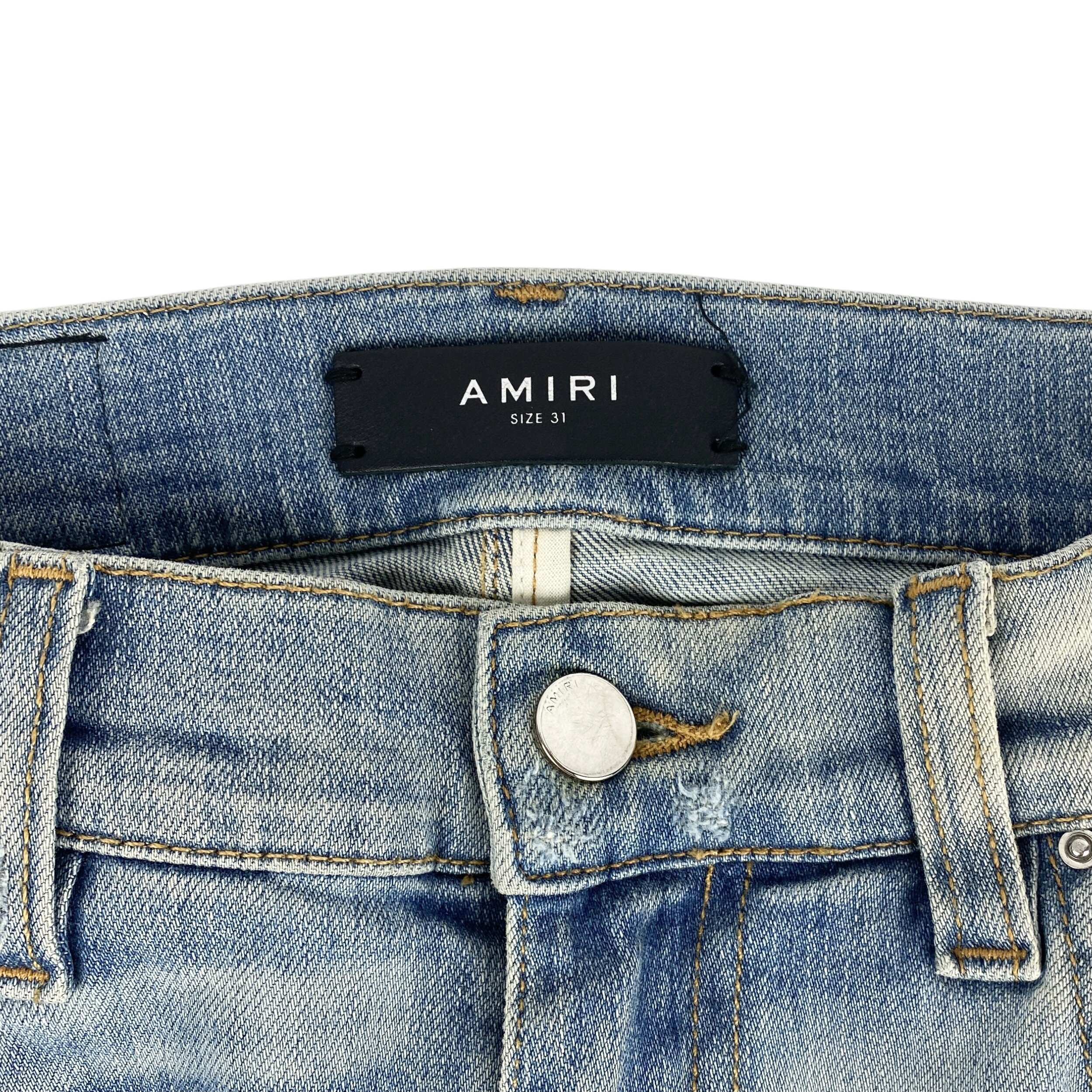 MARKED EU — Amiri Destroyed Blue Side Track Jeans